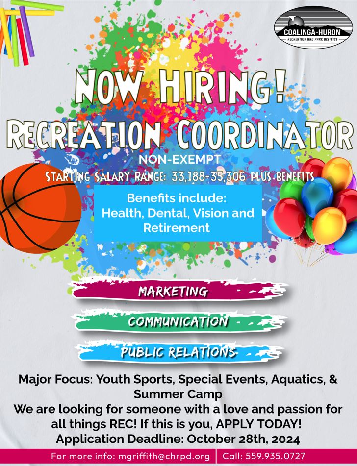 Recreation Coordinator Opening